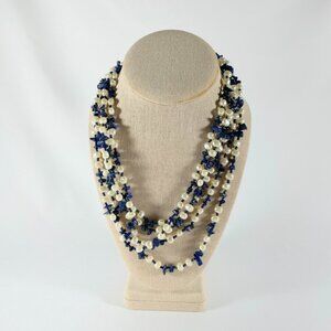 GCM FIVE STRAND BLUE CORAL & BAROQUE PEARL NECKLACE W/ 3 MATCHING BRACELETS